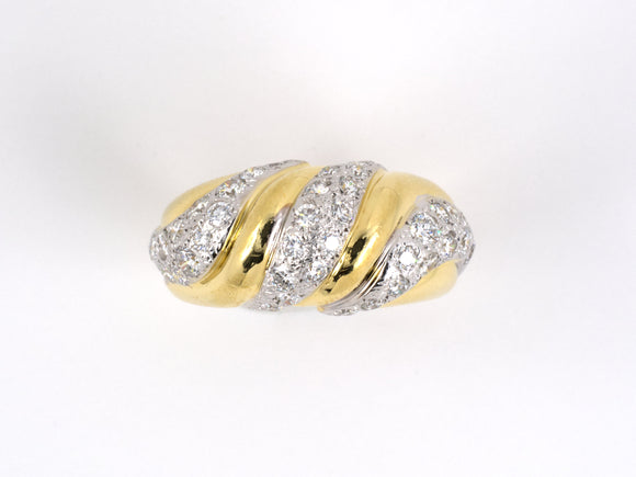 96348 - Gold Diamond Corrugated Swirl Ring