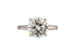 96352 - SOLD - Circa 1960 Platinum GIA Diamond Tapered Baguette Engagement Ring