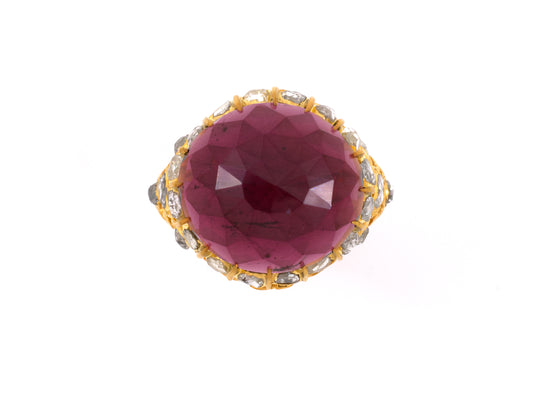 96700 - SOLD - Circa 1780 Georgian Gold Garnet Diamond Cluster Ring