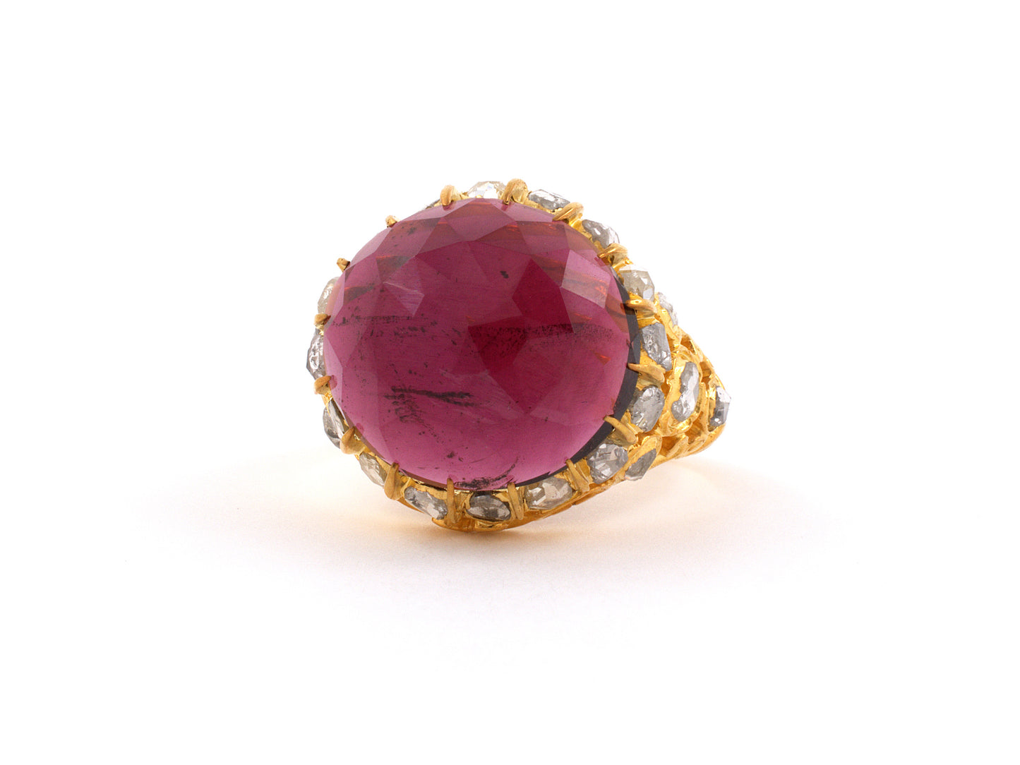 96700 - SOLD - Circa 1780 Georgian Gold Garnet Diamond Cluster Ring