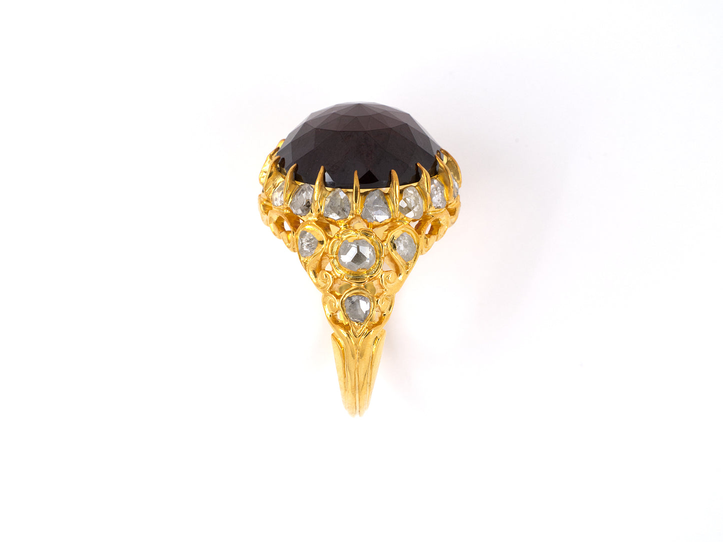 96700 - SOLD - Circa 1780 Georgian Gold Garnet Diamond Cluster Ring