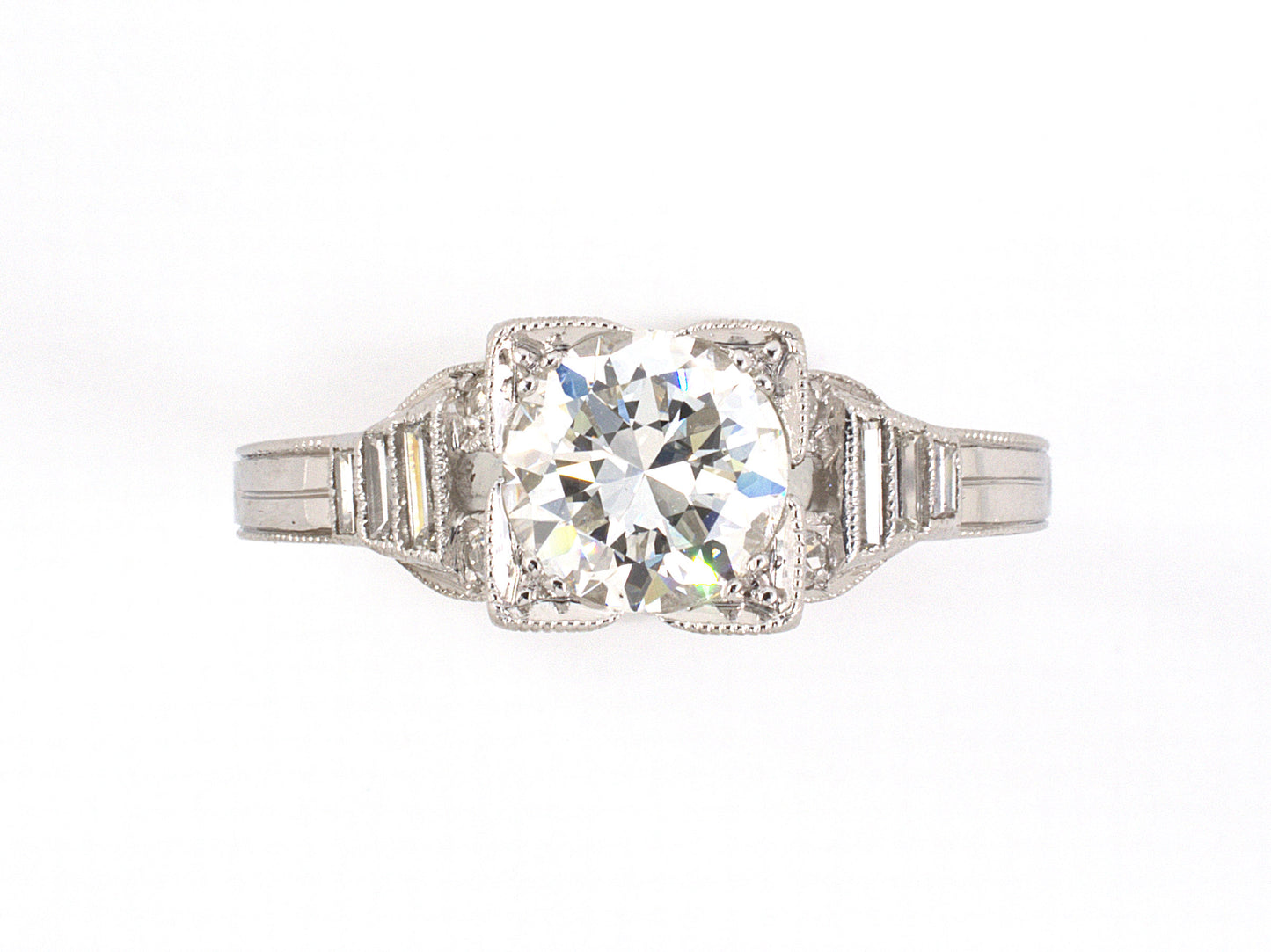 97088 - Art Deco Platinum Diamond Engagement Ring