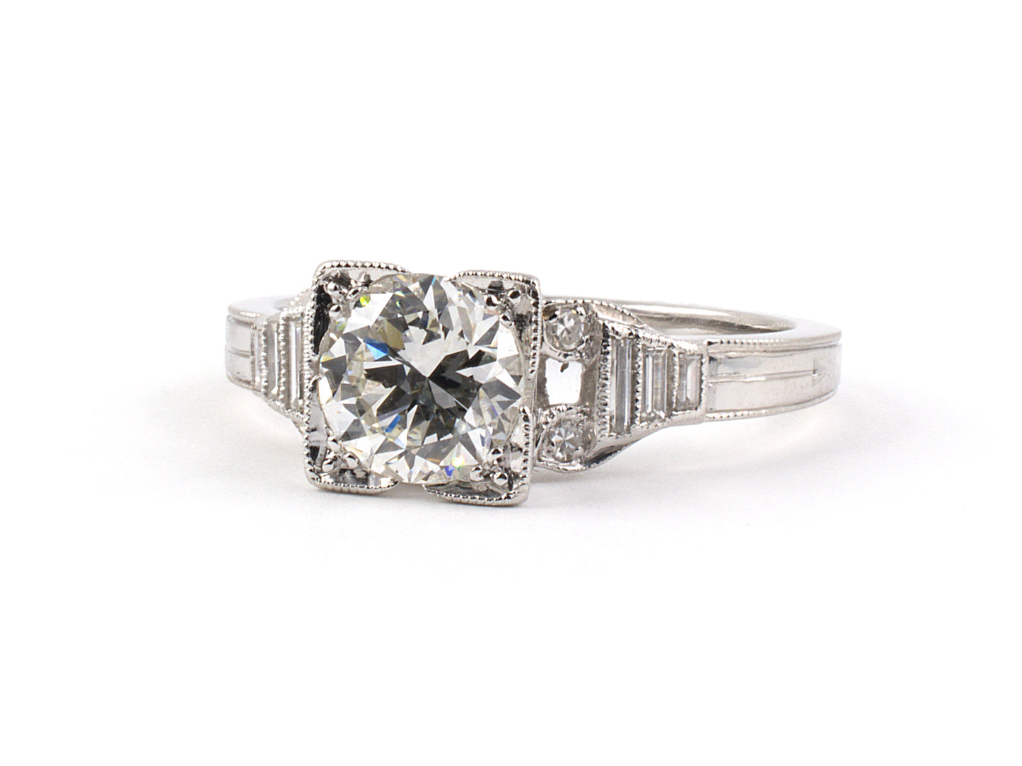 97088 - Art Deco Platinum Diamond Engagement Ring