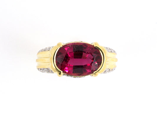 97135 - SOLD - Chalson Gold Rubellite Diamond Ring