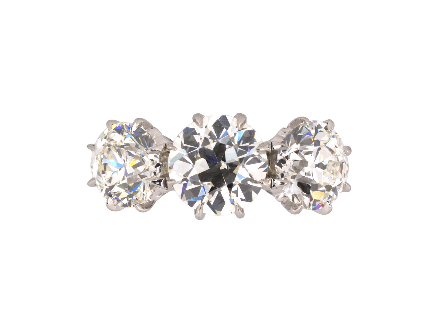 97188 - SOLD - Platinum GIA Diamond  Filigree 3 Stone Ring