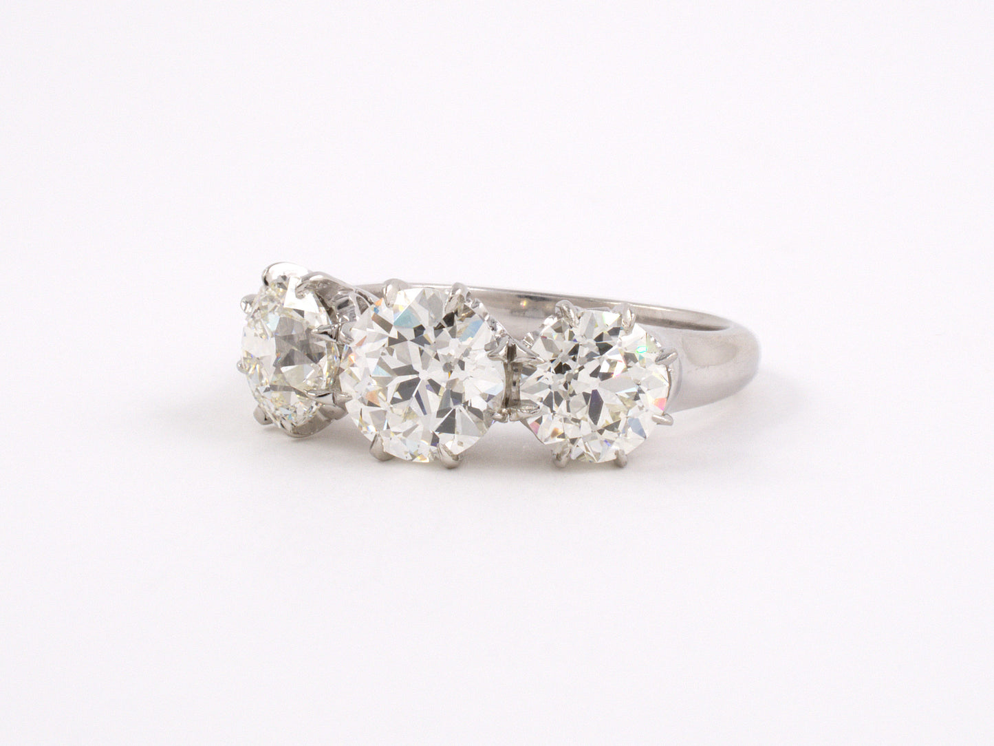 97188 - SOLD - Platinum GIA Diamond  Filigree 3 Stone Ring