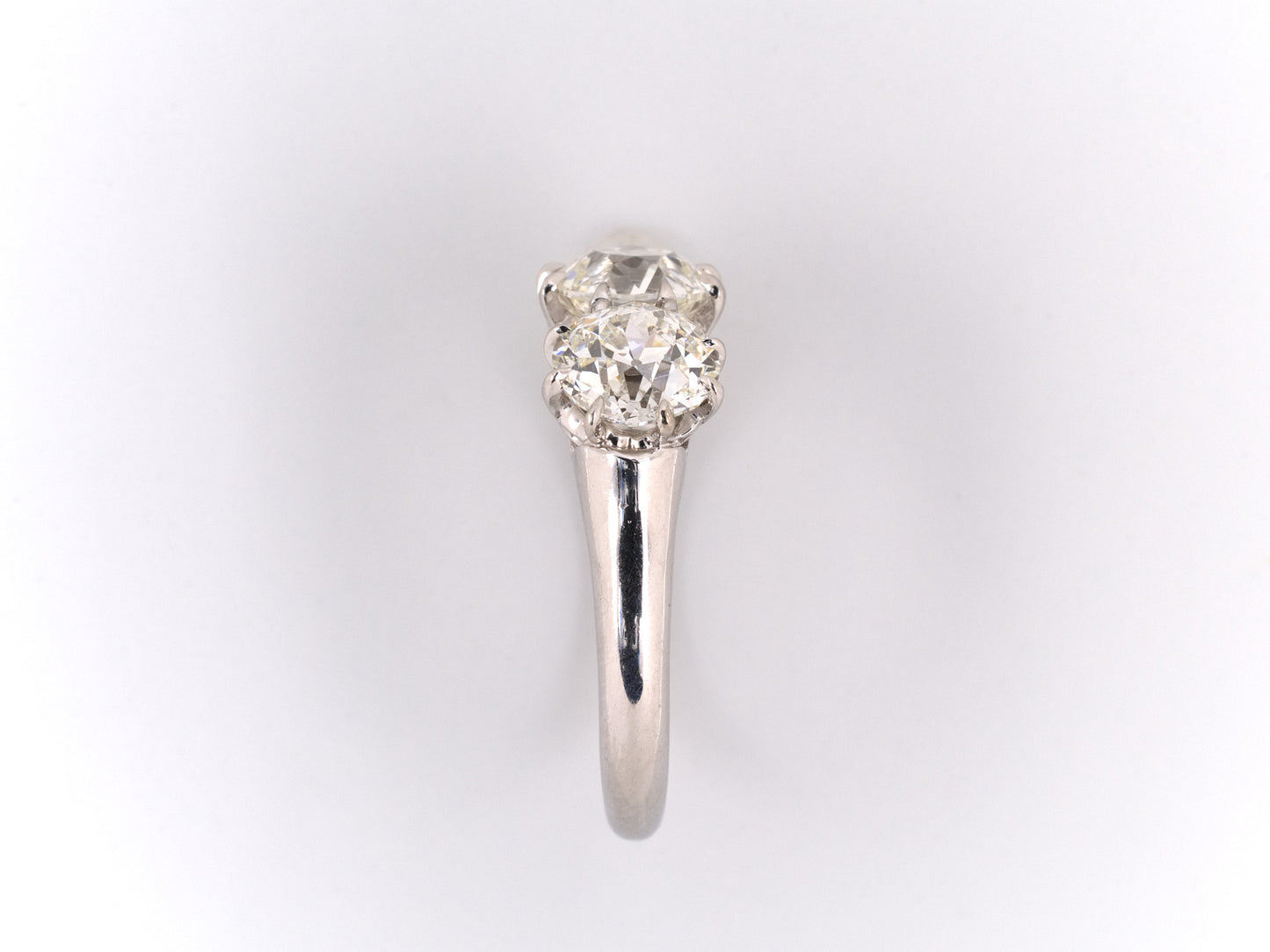 97188 - SOLD - Platinum GIA Diamond  Filigree 3 Stone Ring
