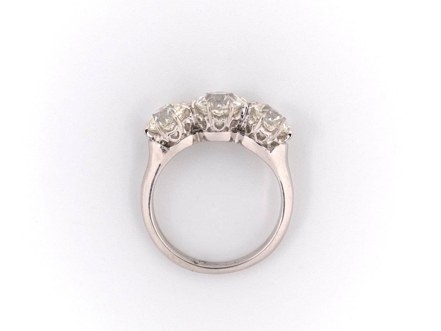 97188 - SOLD - Platinum GIA Diamond  Filigree 3 Stone Ring