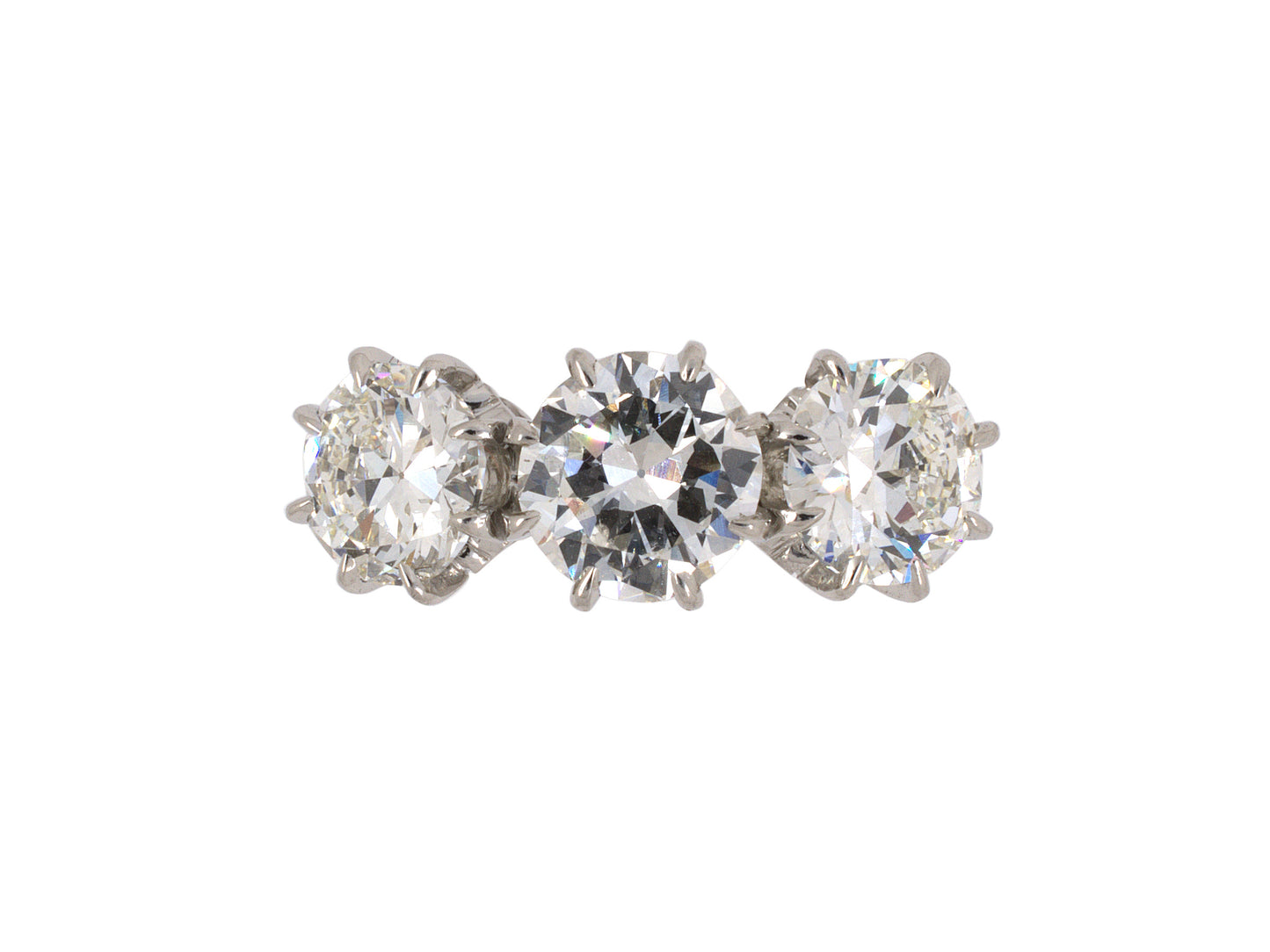 97193 - SOLD - Platinum GIA Diamond 3 Stone Filigree Basket Ring