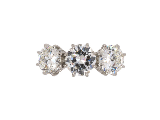 97193 - SOLD - Platinum GIA Diamond 3 Stone Filigree Basket Ring