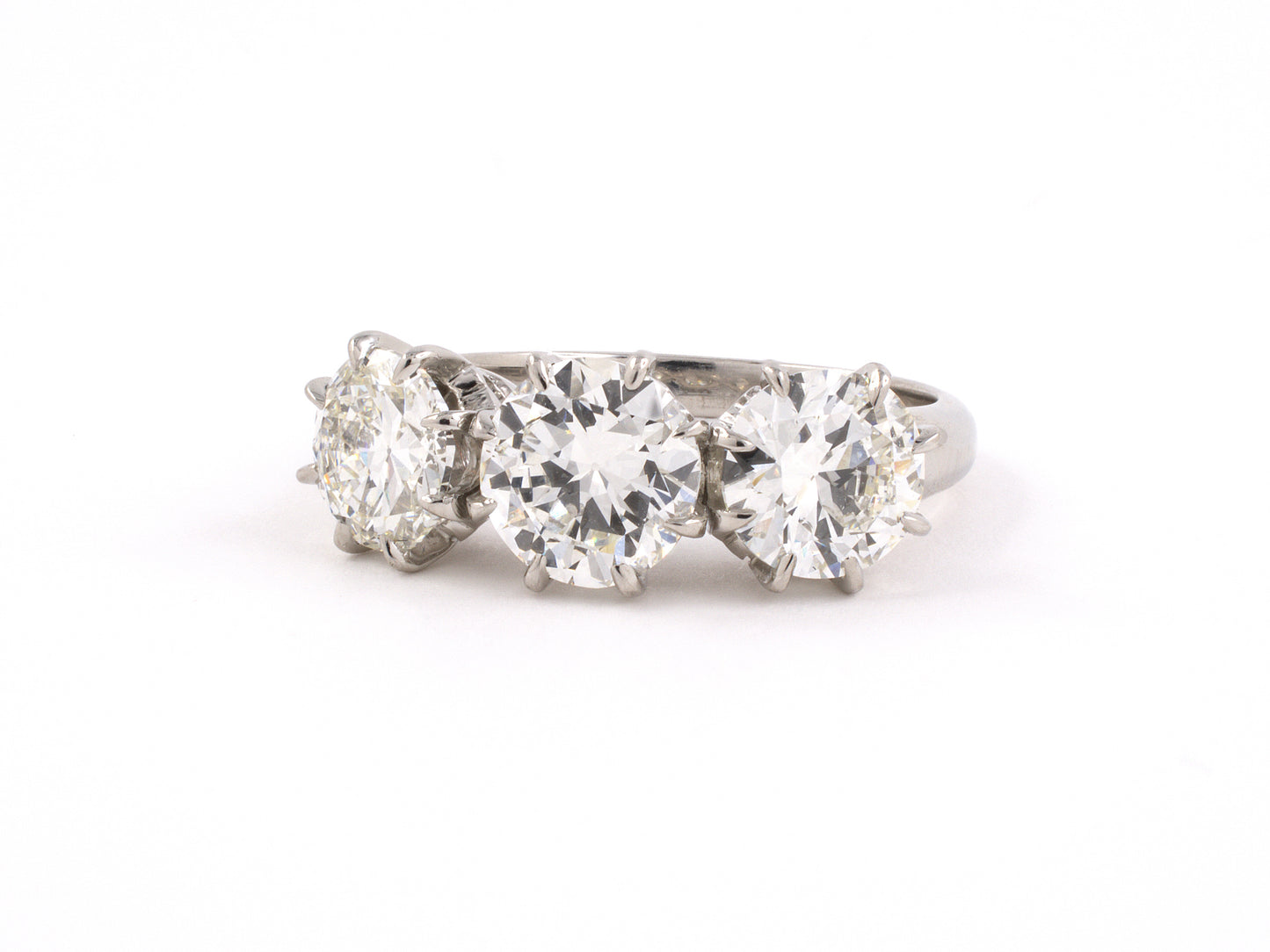 97193 - SOLD - Platinum GIA Diamond 3 Stone Filigree Basket Ring