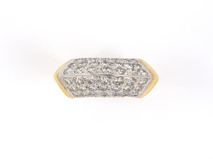 97357 - SOLD - Circa 1980s 18k Gold Dia Corrugated Knife Edge Ring Size 6 1/2,  42 Diamonds Est 2.10 Cts