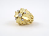 97365 - Circa 1970 Gold Diamond Flower Leaf Rope Ring