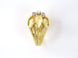 97365 - Circa 1970 Gold Diamond Flower Leaf Rope Ring