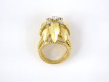 97365 - Circa 1970 Gold Diamond Flower Leaf Rope Ring