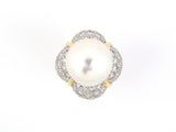 97457 - Circa 1960s Staal Platinum Gold South Sea Pearl Diamond Ring