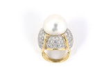 97457 - Circa 1960s Staal Platinum Gold South Sea Pearl Diamond Ring