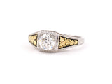 97503 - SOLD - Art Deco Gold Diamond Enamel Engagement Ring