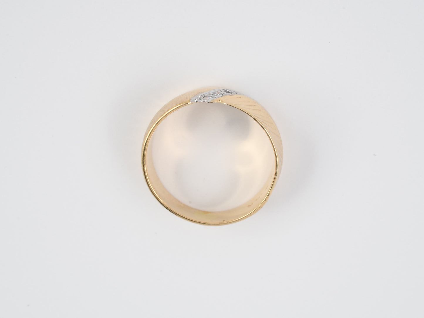 97633 - SOLD - Gold Diamond Diagonal Florentine Corrugated Wedding Ring