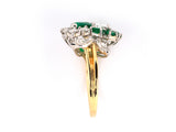 97639 - SOLD - Oscar Heyman Platinum Gold GIA Diamond & AGL Colombian Emerald  2- Stone By Pass Ring