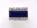 97645 - SOLD - Gold Lapis Diamond Gents Ring