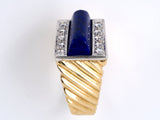 97645 - SOLD - Gold Lapis Diamond Gents Ring