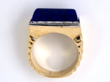 97645 - SOLD - Gold Lapis Diamond Gents Ring