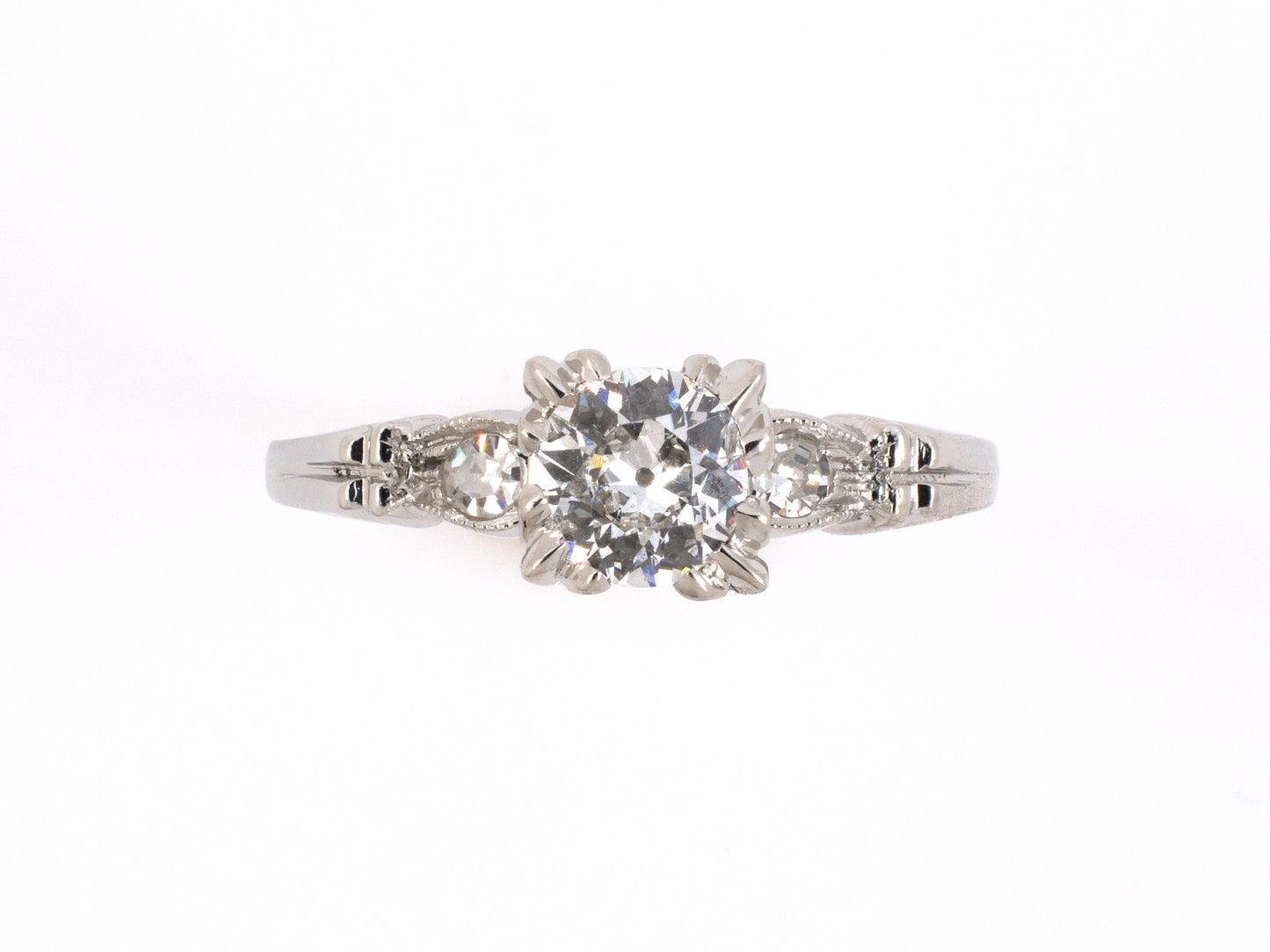 97709 - Platinum Diamond Square Box Center Engagement Ring