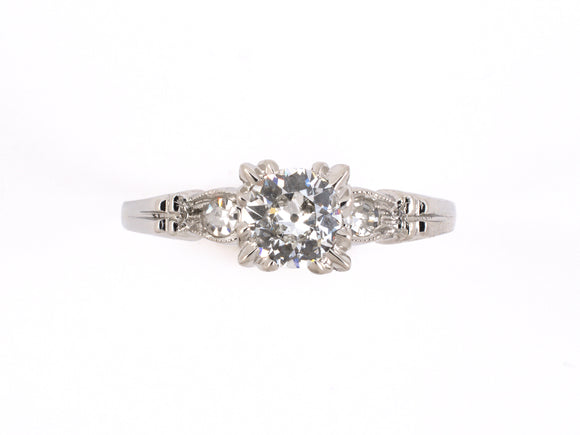 97709 - Platinum Diamond Square Box Center Engagement Ring