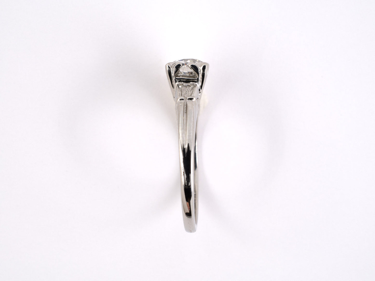 97709 - Platinum Diamond Square Box Center Engagement Ring