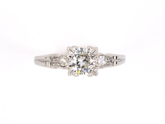 97710 - SOLD - Platinum Diamond Square Box Center Engagement Ring