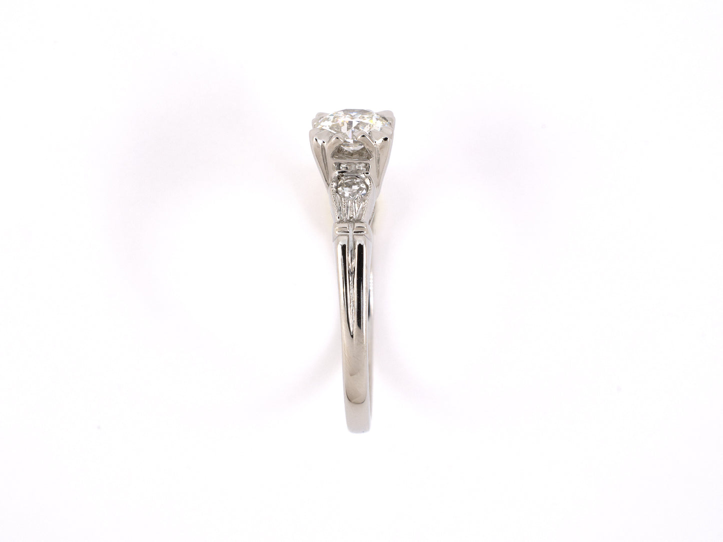 97710 - SOLD - Platinum Diamond Square Box Center Engagement Ring