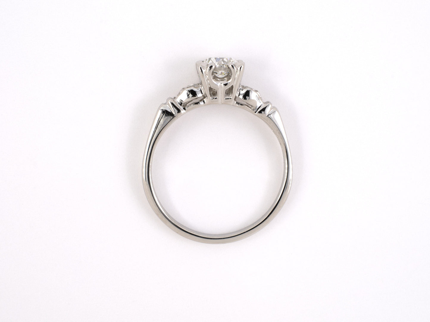 97710 - SOLD - Platinum Diamond Square Box Center Engagement Ring