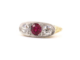 97770 - Circa 1915 Gold Platinum Ruby Diamond Ring