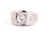 97775 - SOLD - Circa 1950s Gold Diamond Gents Ring