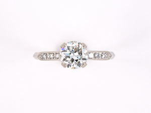 97795 - Circa 1950 Platinum Diamond Engagement Ring