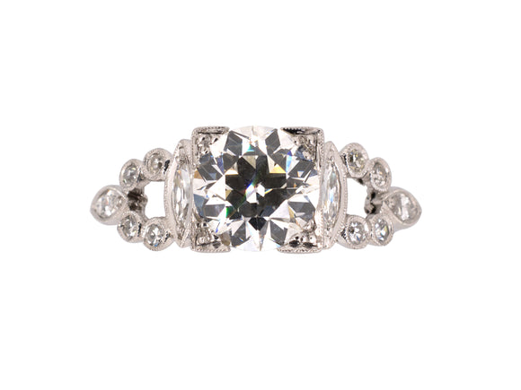 97799 - Art Deco Platinum GIA Diamond Engagement Ring