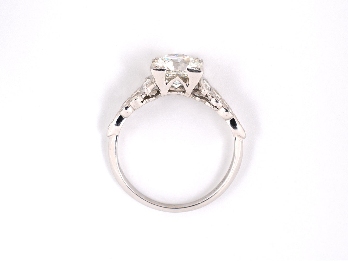 97799 - Art Deco Platinum GIA Diamond Engagement Ring