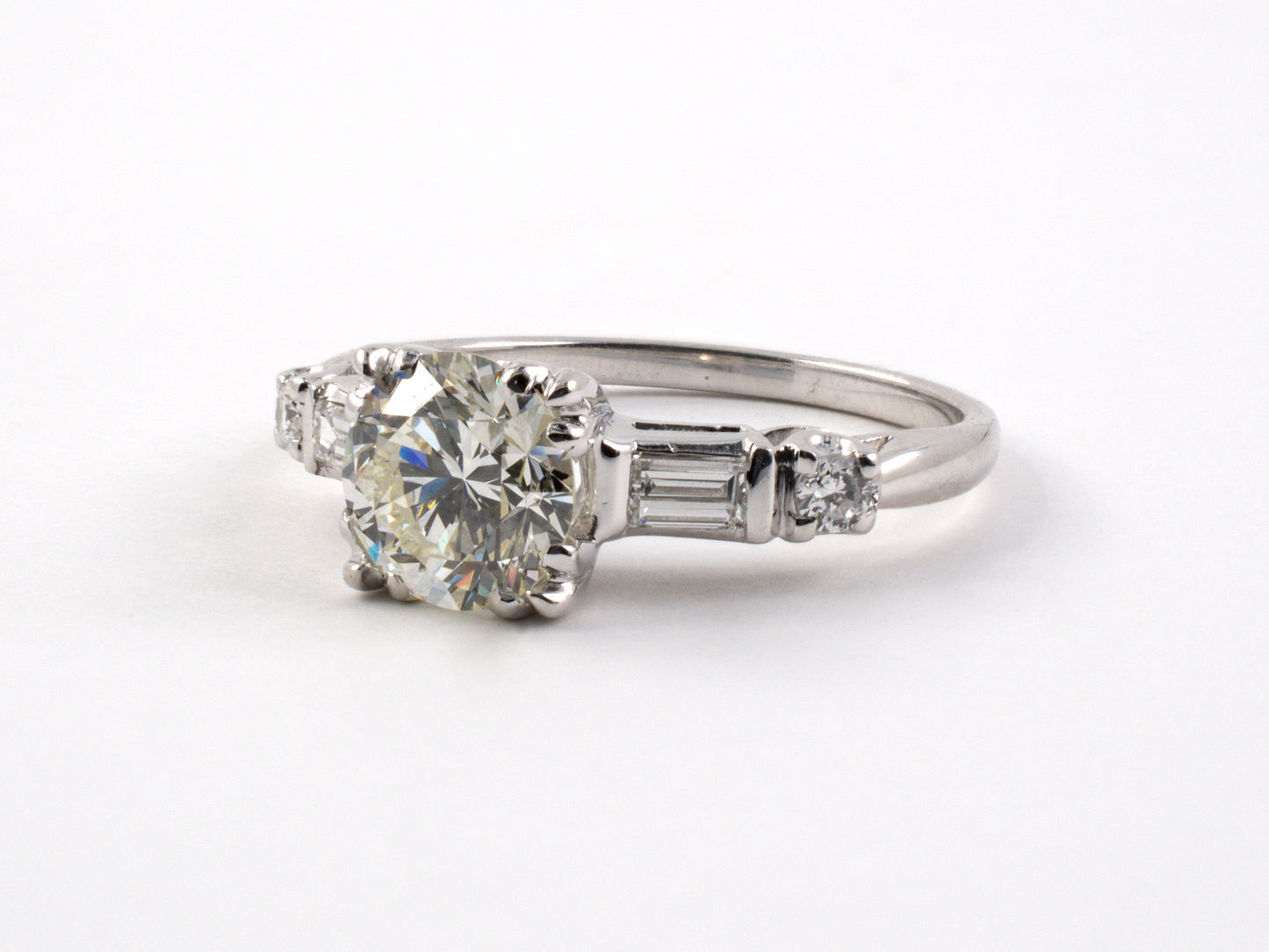 97801 - SOLD - Circa 1950s Platinum Diamond Engagement Ring
