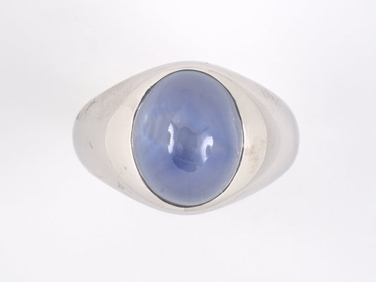 97816 - Art Deco Platinum Star Sapphire Gents Gypsy Ring