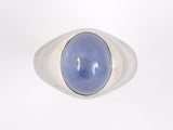 97816 - Art Deco Platinum Star Sapphire Gents Gypsy Ring
