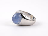 97816 - Art Deco Platinum Star Sapphire Gents Gypsy Ring