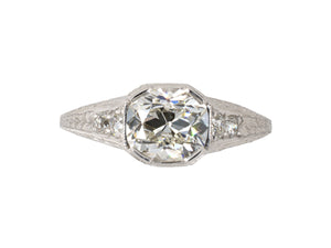 97874 - Edwardian Platinum GIA Diamond Engagement Ring