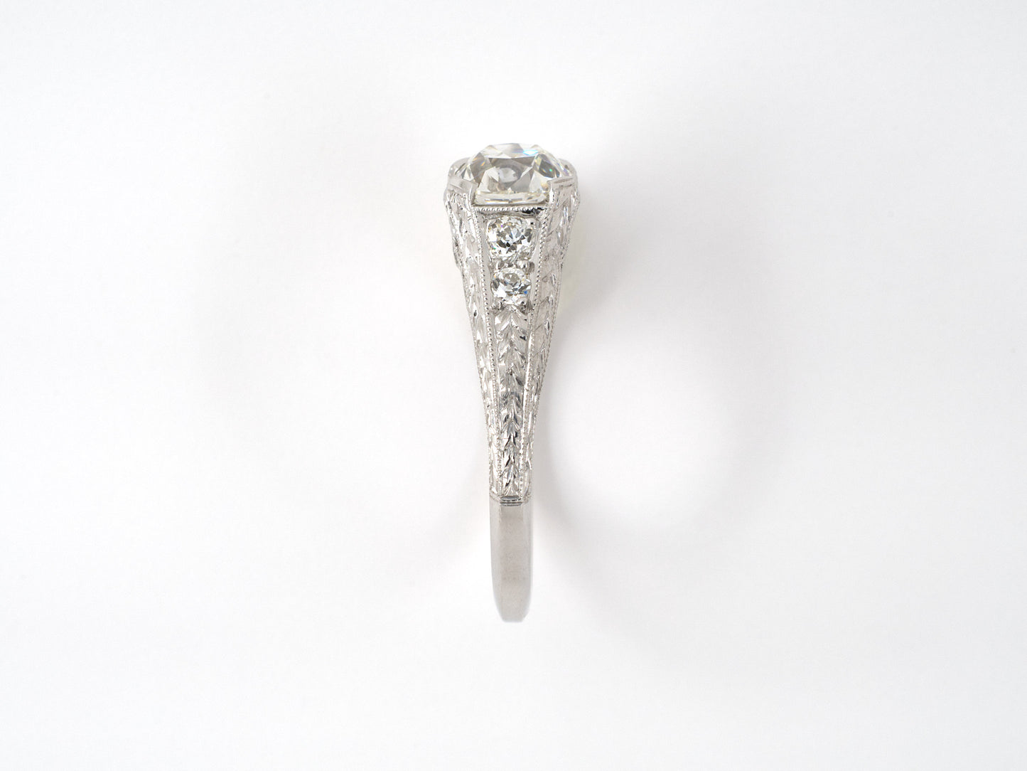 97874 - Edwardian Platinum GIA Diamond Engagement Ring