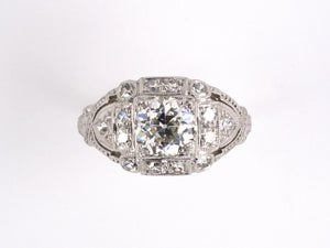 97958 - Art Deco Platinum Diamond Chased Engagement Ring