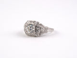 97958 - Art Deco Platinum Diamond Chased Engagement Ring