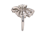 98558 - SOLD - Circa 1950 Platinum Diamond Ribbon Bow Cocktail Ring
