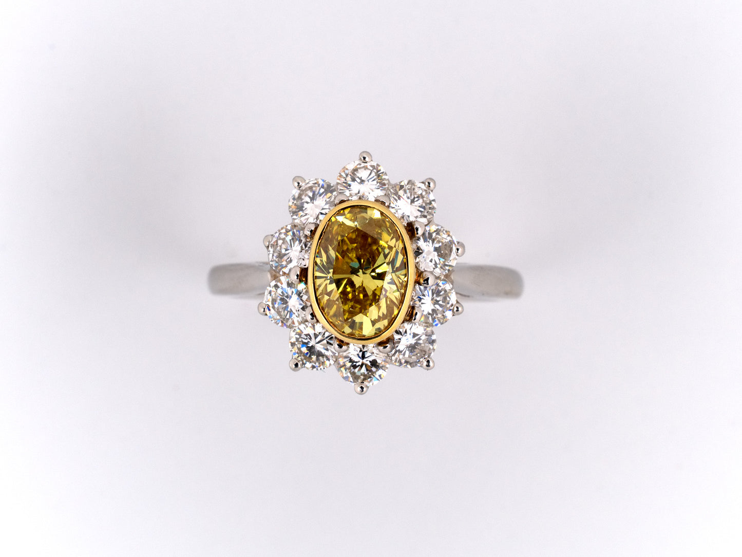 98643 - Tiffany Platinum Gold GIA Diamond Cluster Ring