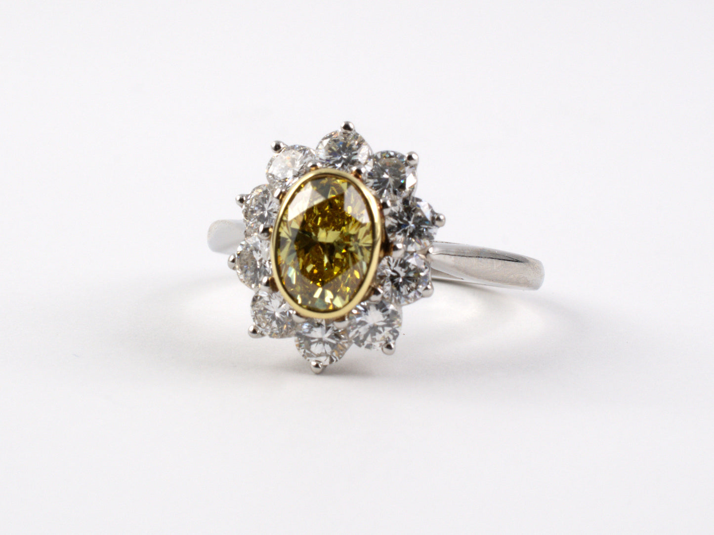 98643 - Tiffany Platinum Gold GIA Diamond Cluster Ring