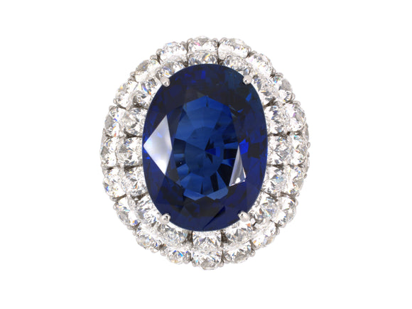 98780 - Circa 1950 Platinum AGL Burma Sapphire Diamond Ring